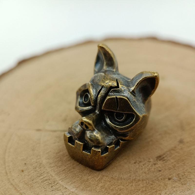 Bulldog Head Brass Knife Bead  - Edc Carry Knife ulasan dan harga