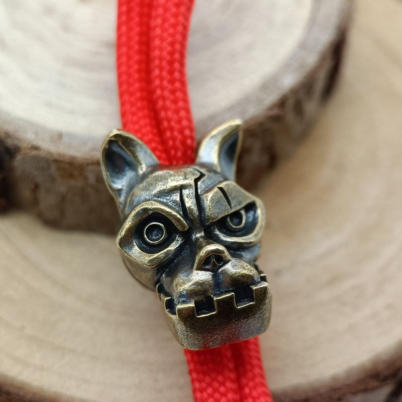 Bulldog Head Brass Knife Bead  - Edc Carry Knife ulasan dan harga